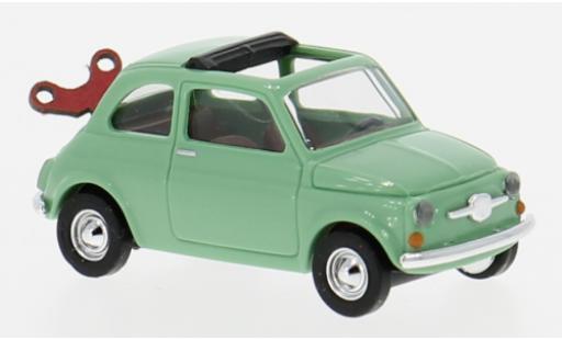Diecast model cars Fiat 500 F turquoise 1965 1/87 Busch