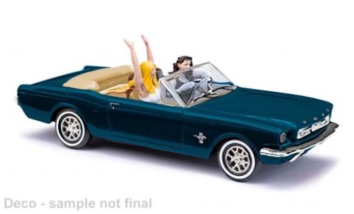 Diecast model cars Ford Mustang Convertible metallise green 1964 1/87 Busch