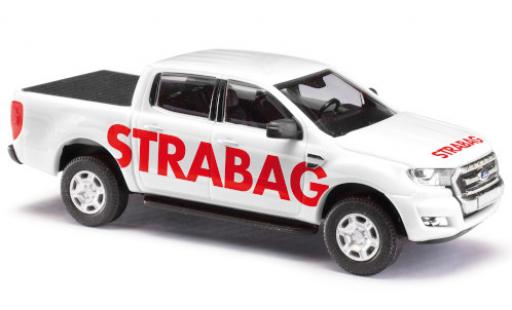 Diecast model cars Ford Ranger DoKa STRABAG 2016 avec Protection de surface de chargement 1/87 Busch