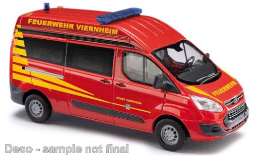 Diecast model cars Ford Transit Custom Hochroof Bus Fire brigade Viernheim 2012 1/87 Busch