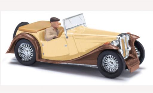 Diecast model cars MG Midget Base TC beige/brown 1968 with Figur 1/87 Busch