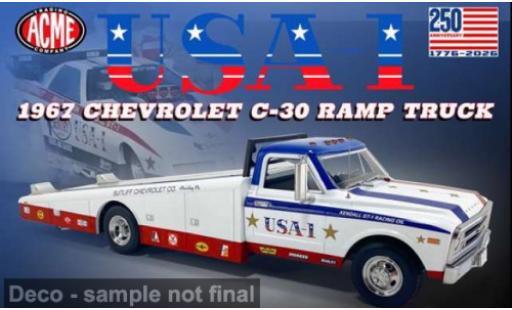 Diecast model cars Chevrolet C-30 plateau Ramp Truck 1967 USA-1 1/18 ACME