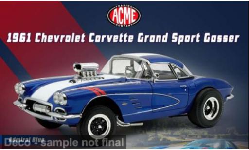 Diecast model cars Chevrolet Corvette course Grand Sport Gasser blue/white 1961 1/18 ACME