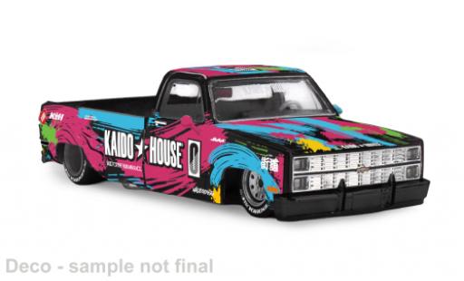 Diecast model cars Chevrolet Silverado pickup Dually Kaido Splash V1 black/Dekor 1980 1/64 Mini GT