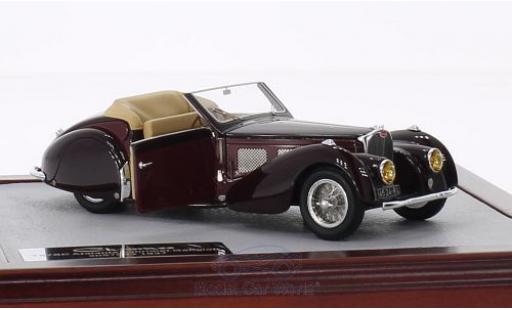 Diecast model cars Bugatti 57 Atalante Type SC Convertible Gangloff brown/red RHD 1937 1/43 Chromes