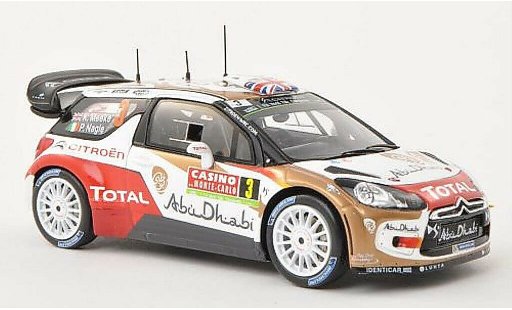 DS Automobiles DS3 WRC 1/43 Spark No.3 Total Abu Dhabi WRT Rally Monte Carlo 2014 /P.Nagle diecast model cars