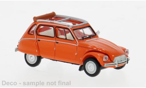 Diecast model cars Citroen Dyane Berline orange 1/87 Brekina