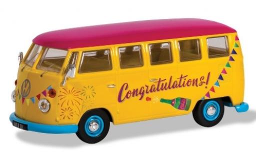 Diecast model cars Volkswagen T1 Base Camper yellow/Dekor RHD Congratulations 1/43 Corgi