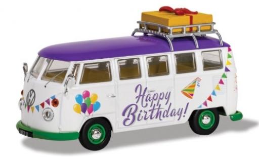 Diecast model cars Volkswagen T1 Base Camper white/Dekor RHD Happy Birthday 1/43 Corgi