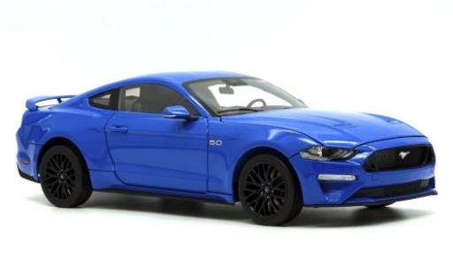 Diecast model cars Ford Mustang GT 5.0 metallic blue 2019 1/18 Diecast Masters