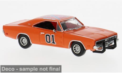 Diecast model cars Dodge Charger Coupe orange 1969 1/87 Brekina