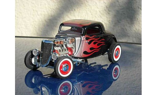 Ford 1934 Hot Rod 1/18 Ertl noir flaming diecast model cars