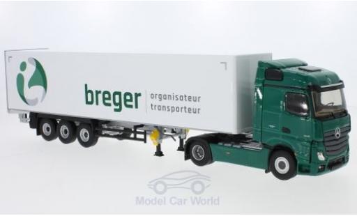 Diecast model cars Mercedes Actros Streamspace 2 Breger Gardinenplanen-Sattelzug 1/43 Eligor