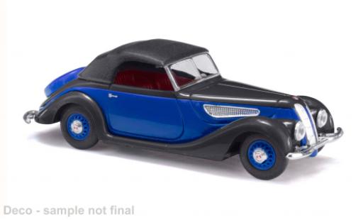 Diecast model cars EMW 327 Cabriolet Convertible blue/black 1952 1/87 Busch