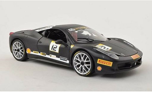 Ferrari 458 Challenge 1/18 Hot Wheels No.12 matt-black diecast model cars