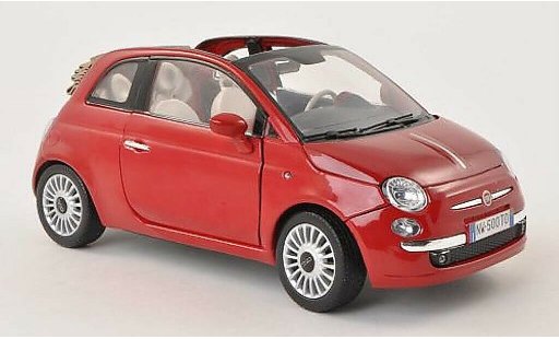 Fiat 500 C 1/18 Motormax Convertible red diecast model cars