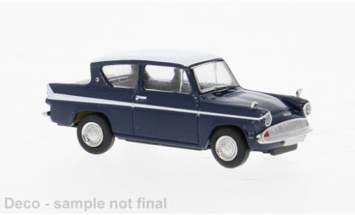 Diecast model cars Ford Anglia 105E blue/white 1959 1/87 Brekina