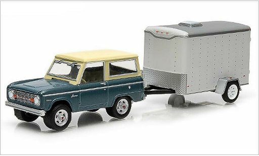 Ford Bronco Wagon 1/64 Greenlight mit 1-Achs-vanhanger 1967 diecast model cars