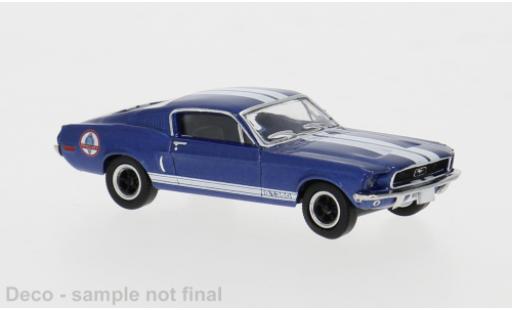 Diecast model cars Ford Mustang Hardtop blue/white 1968 Shelby 1/87 Brekina