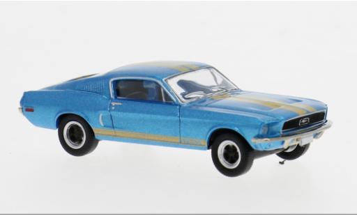 Diecast model cars Ford Mustang Shelby GT350 GT 350 Fastback blue/black 1968 1/87 Brekina