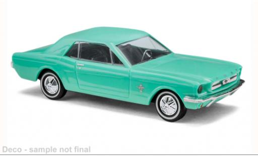 Diecast model cars Ford Mustang Hardtop turquoise 1964 1/87 Busch