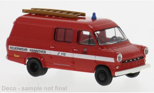 Diecast model cars Ford Transit Kastenwagen 1970 Fire brigade Hannover 1/87 Brekina