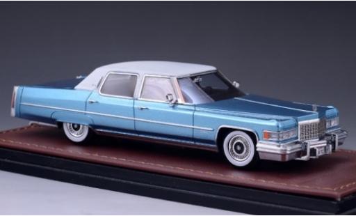 Diecast model cars Cadillac Fleetwood Brougham metallic blue/white 1976 1/43 GLM