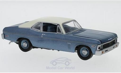 Diecast model cars Chevrolet Nova Coupe metallic blue/beige Beverly Hills Cop 1984 1/43 GMP