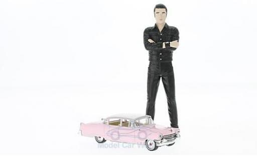Diecast model cars Cadillac Fleetwood Series 60 pink 1955 with Elvis Figur in without Vitrine 1/18 Greenlight