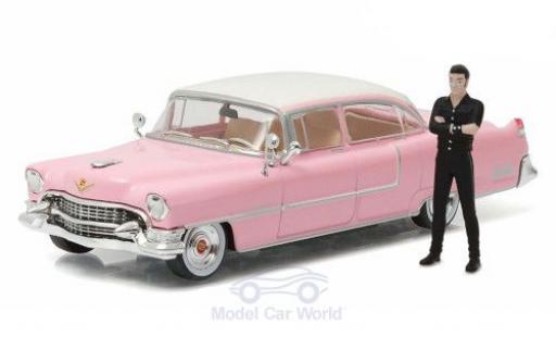 Diecast model cars Cadillac Fleetwood Series 60 pink/white Bullitt 1955 with Elvis Figur 1/64 Greenlight