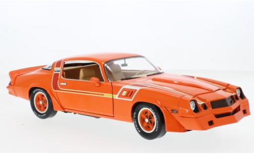 Diecast model cars Chevrolet Camaro Z28 Hugger General Motors Special orange 1980 1/18 Greenlight