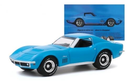 Diecast model cars Chevrolet Corvette Coupe C3 blue 1969 1/64 Greenlight