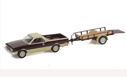 Diecast model cars Chevrolet El Camino pickup Conquista brown/beige 1984 with 1-achs Anh&Atilde;&curren;nger 1/64 Greenlight