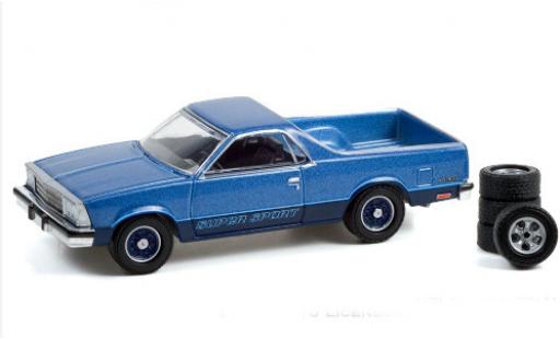 Diecast model cars Chevrolet El Camino SS Super Sport metallic blue 1980 with Ersatzreifen 1/64 Greenlight