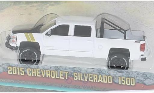 Diecast model cars Chevrolet Silverado pickup 1500 white/black 2015 1/64 Greenlight