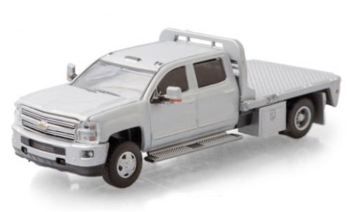 Diecast model cars Chevrolet Silverado pickup 3500 HD Flat Bed grey 2015 1/64 Greenlight