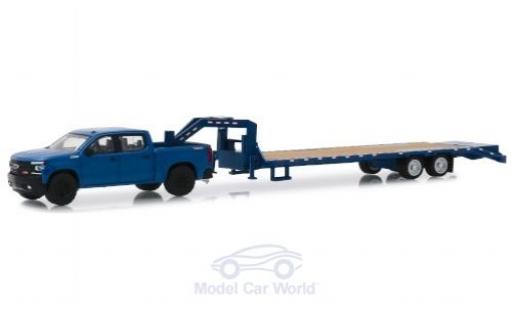 Diecast model cars Chevrolet Silverado pickup blue 2019 with Schwanenhalsanh&Atilde;&curren;nger 1/64 Greenlight