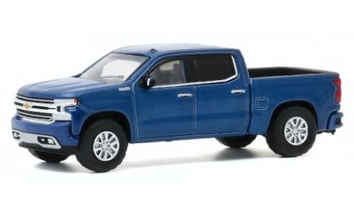 Diecast model cars Chevrolet Silverado pickup High Country metallic blue 2020 1/64 Greenlight