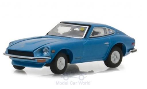 Diecast model cars Datsun 240Z Coupe metallic blue 1970 1/64 Greenlight