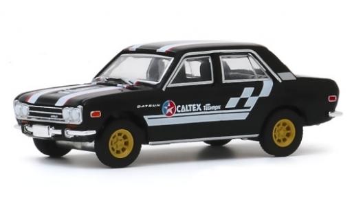 Diecast model cars Datsun 510 Sedan 4-Door black/Dekor Caltex 1971 1/64 Greenlight