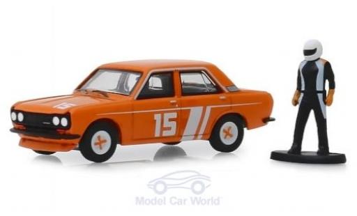 Diecast model cars Datsun 510 course No.15 1970 with Rennfahrerfigur 1/64 Greenlight