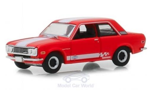 Diecast model cars Datsun 510 Sedan red/white 1970 1/64 Greenlight