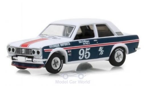 Diecast model cars Datsun 510 Sedan white/blue 1969 1/64 Greenlight