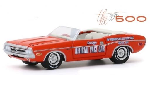 Diecast model cars Dodge Challenger Cabriolet Convertible orange/Dekor Official Pace Car 1971 55th Indianapolis 500 Mile Race 1/64 Greenlight