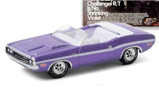 Diecast model cars Dodge Challenger Cabriolet R/T HEMI Convertible metallic purple/white 1970 1/64 Greenlight
