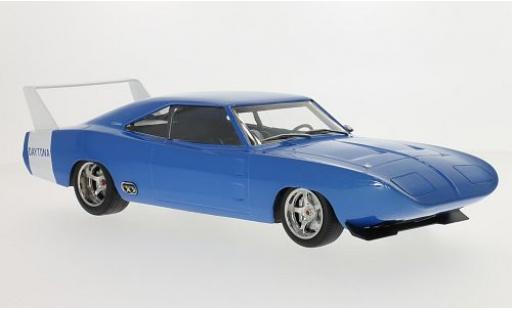 Diecast model cars Dodge Charger Daytona Custom metallic blue/white 1969 les portes et capos ferm&Atilde;&copy; 1/18 Greenlight