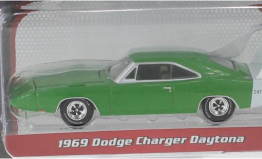 Diecast model cars Dodge Charger Daytona metallic green/white 1969 1/64 Greenlight