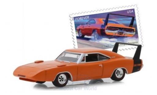 Diecast model cars Dodge Charger Daytona orange/black 1969 1/64 Greenlight