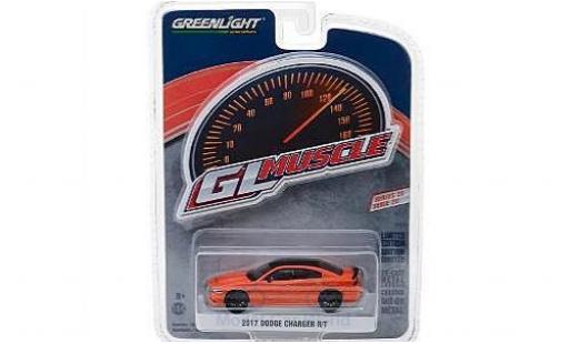 Diecast model cars Dodge Charger R/T orange/black 2017 1/64 Greenlight