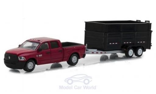 Diecast model cars Dodge RAM pickup 2500 metallic red 2017 with Kippanh&Atilde;&curren;nger 1/64 Greenlight
